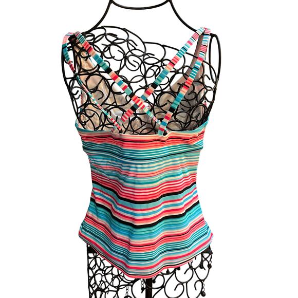 Catalina Multicolored Underwire Tankini Top Sz Sm 4-6 Swimwear adjustable Straps - Picture 4 of 9